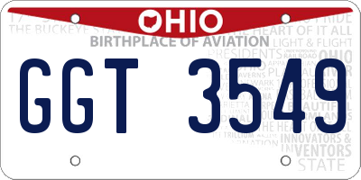 OH license plate GGT3549