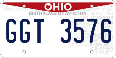 OH license plate GGT3576