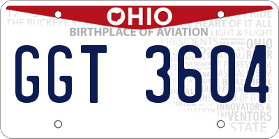OH license plate GGT3604