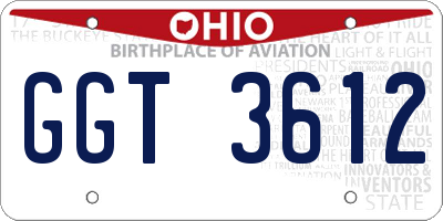OH license plate GGT3612