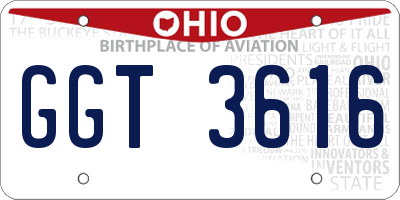 OH license plate GGT3616