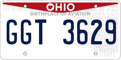 OH license plate GGT3629
