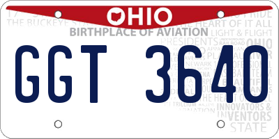 OH license plate GGT3640