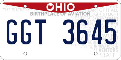 OH license plate GGT3645