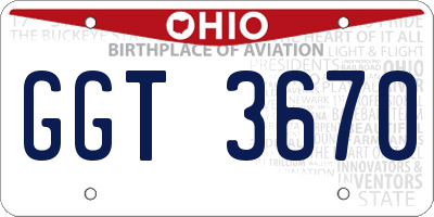 OH license plate GGT3670