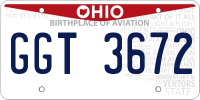 OH license plate GGT3672