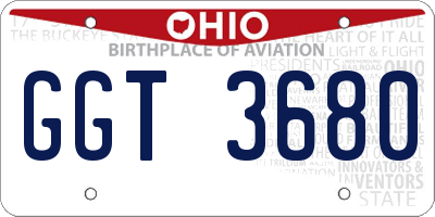 OH license plate GGT3680