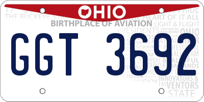 OH license plate GGT3692