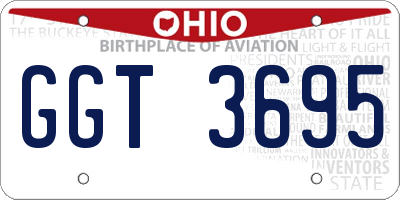 OH license plate GGT3695