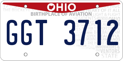 OH license plate GGT3712