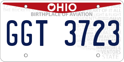 OH license plate GGT3723