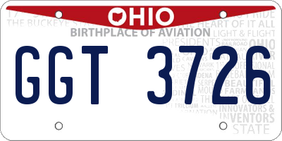 OH license plate GGT3726