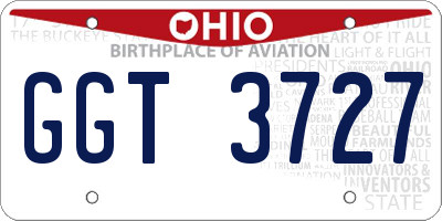 OH license plate GGT3727