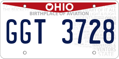 OH license plate GGT3728