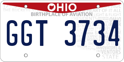 OH license plate GGT3734