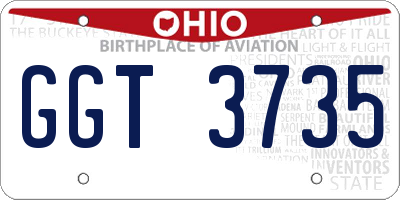 OH license plate GGT3735