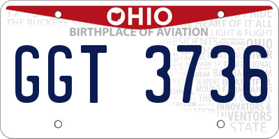 OH license plate GGT3736