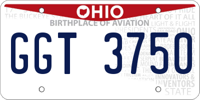 OH license plate GGT3750