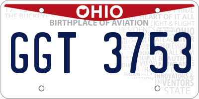 OH license plate GGT3753