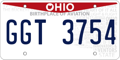 OH license plate GGT3754