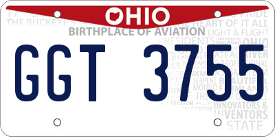 OH license plate GGT3755