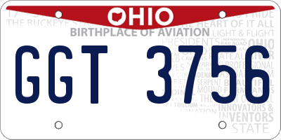 OH license plate GGT3756