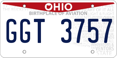 OH license plate GGT3757