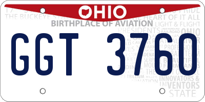 OH license plate GGT3760