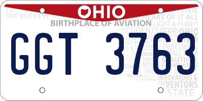 OH license plate GGT3763