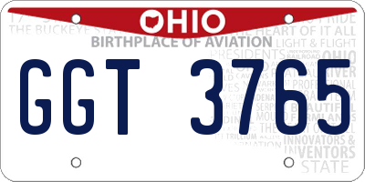 OH license plate GGT3765