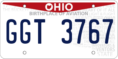 OH license plate GGT3767