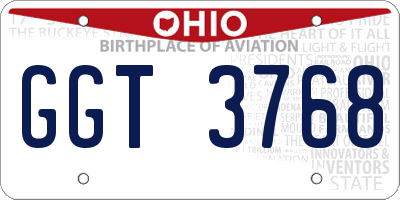 OH license plate GGT3768