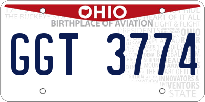 OH license plate GGT3774