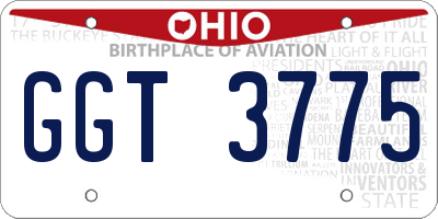 OH license plate GGT3775