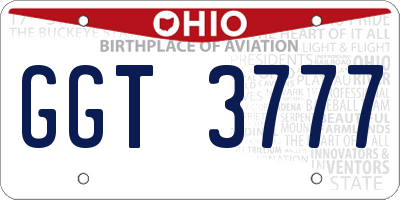 OH license plate GGT3777