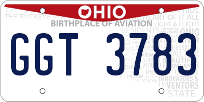 OH license plate GGT3783