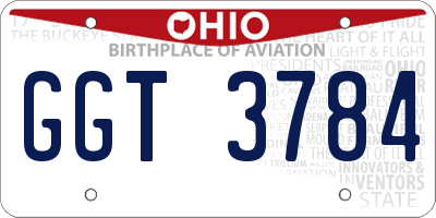 OH license plate GGT3784