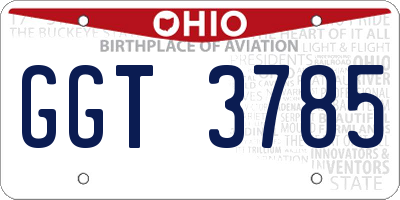 OH license plate GGT3785