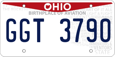 OH license plate GGT3790