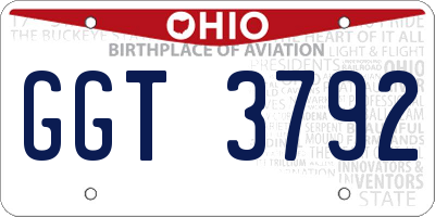 OH license plate GGT3792