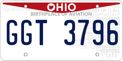 OH license plate GGT3796