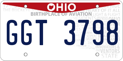 OH license plate GGT3798
