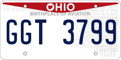 OH license plate GGT3799