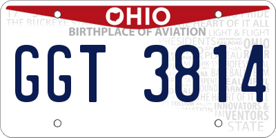 OH license plate GGT3814
