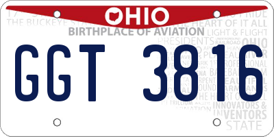 OH license plate GGT3816