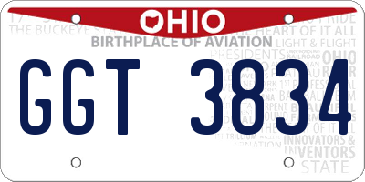 OH license plate GGT3834