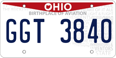 OH license plate GGT3840
