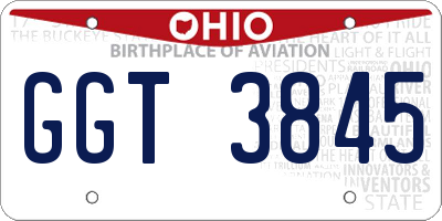 OH license plate GGT3845