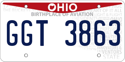 OH license plate GGT3863