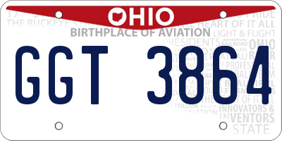 OH license plate GGT3864